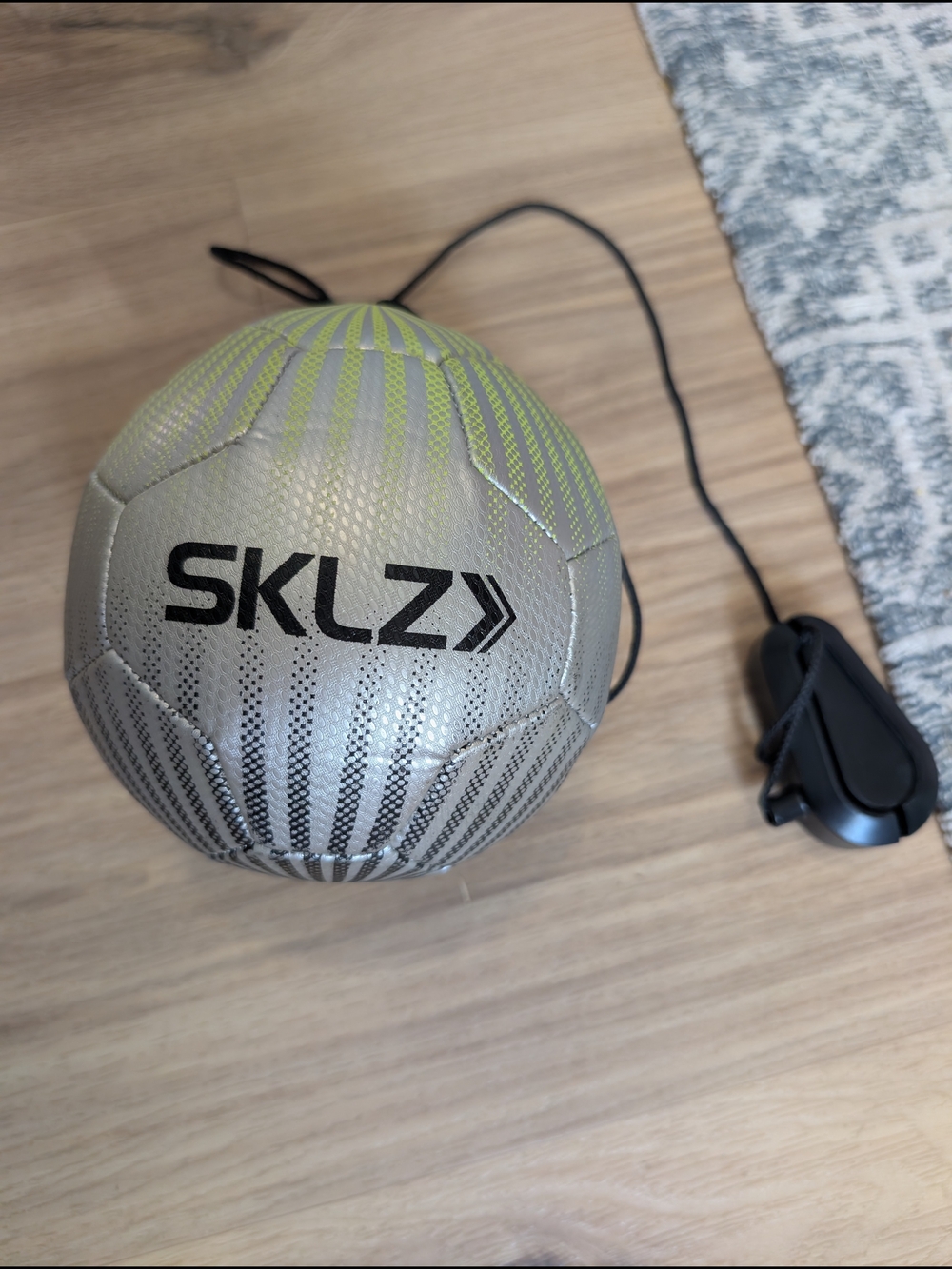 SKLZ Soccer Kids Silver and Neon Green Training Ball with Cord